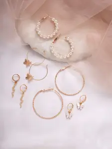 BEWITCHED Gold-Toned Set of 5 Contemporary Hoop Earrings