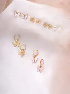 BEWITCHED Set of 6 Gold-Toned Contemporary Studs Earrings