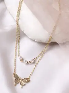 BEWITCHED Gold-Toned & White Pearl Layered Necklace