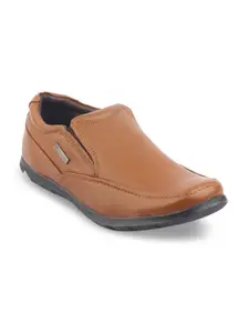 Red Chief Men Brown Solid Leather Formal Slip-Ons