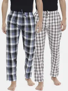 Joven Men Pack Of 2 Checked Cotton Relaxed-Fit Lounge Pants