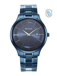 Titan Men Blue Dial & Blue Stainless Steel Bracelet Style Straps Analogue Watch 90142QM01