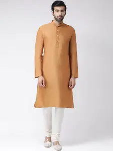 KISAH Men Black Floral Kurta with Churidar