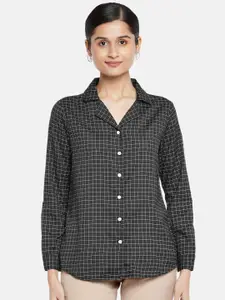Annabelle by Pantaloons Women Black Checked Formal Shirt