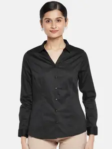 Annabelle by Pantaloons Women Black Solid Formal Shirt
