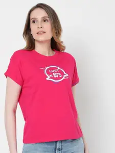 Vero Moda Women Pink Typography T-shirt