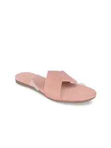 SAPATOS Women Peach-Coloured Open Toe Flats