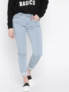 FOREVER 21 Women Blue Mid-Rise Clean Look Jeans