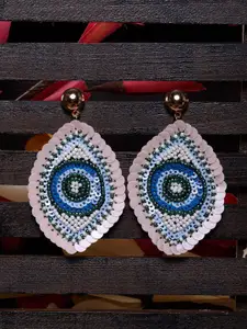 Saraf RS Jewellery Blue & Pink Contemporary  Evil Eye Drop Earrings