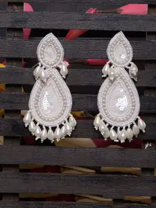 Saraf RS Jewellery White Teardrop Shaped Drop Earrings