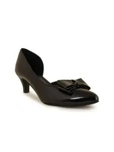SAPATOS Black Kitten Pumps with Bows