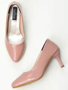 SAPATOS Peach-Coloured Solid Pumps