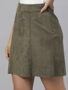 RAREISM Women Green Solid Above Knee-Length A-Line Skirt