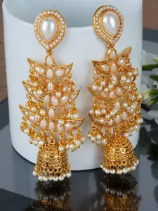 Shining Diva Gold-Toned Contemporary Drop Earrings