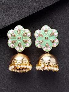 Shining Diva Green Contemporary Jhumkas Earrings