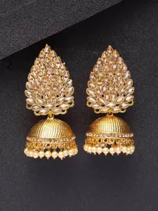 Shining Diva Gold-Toned Dome Shaped Jhumkas Earrings