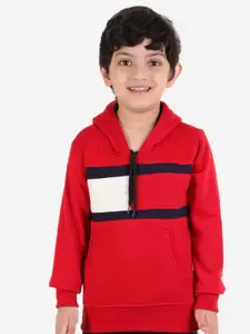 ahhaaaa Boys Red Striped Hooded Sweatshirt