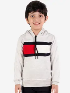 ahhaaaa Boys Grey Striped Hooded Sweatshirt