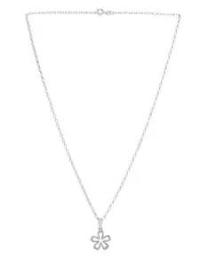 TRISHONA Women Silver-Toned & Rhodium-Plated Real Stone Pendant With Chain