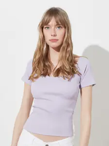 Trendyol Lavender Pure Cotton Crop Top