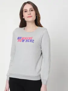 Vero Moda Women Grey Printed Sweatshirt