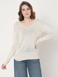 Vero Moda Women Beige Cotton Pullover