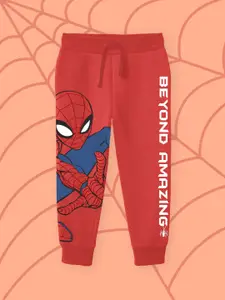 BONKIDS Boys Red Spiderman Printed Joggers