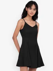 ZALORA BASICS Black A-Line Mini Dress