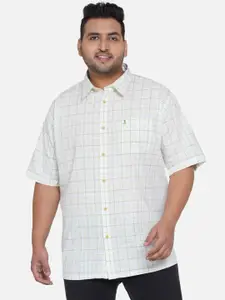 Santonio Men Off White Comfort Grid Tattersall Checks Checked Casual Shirt
