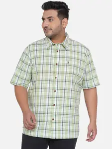 Santonio Men Green Comfort Tartan Checks Checked Casual Shirt