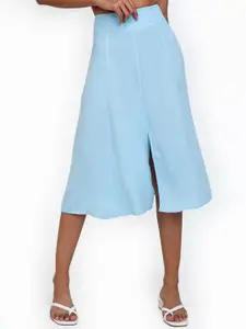 ZALORA BASICS Women Blue Solid Midi-Length Skirt