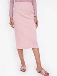 ZALORA BASICS Woman Pink High-Rise Straight Midi-Skirt