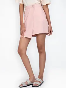 ZALORA BASICS Women Pink Asymmetrical Hem Denim Mini Skirt
