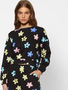 ONLY Woman Black Floral Printed Sweatshirt