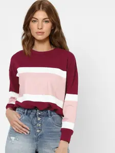 ONLY Women Purple Colourblocked Sweatshirt