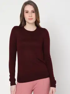 Vero Moda Women Burgundy Pullover