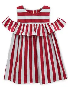 A.T.U.N. Red & White Striped A-Line Dress