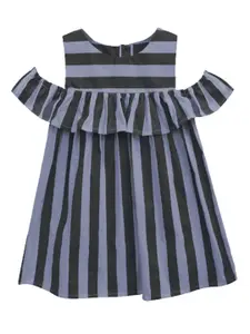A.T.U.N. Charcoal & Black Striped A-Line Dress