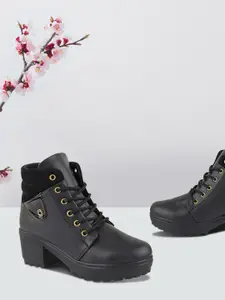Shoetopia Girls Black Kitten Heeled Boots
