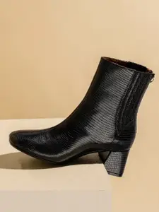 Saint G Black Suede Leather Back Zipper Block Heel Boots