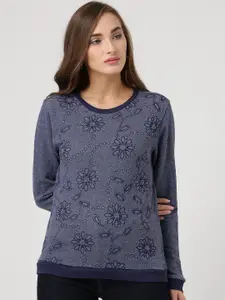 Marie Claire Navy Embroidered Shimmer Sweatshirt