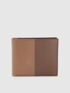 Tommy Hilfiger Men Brown Colourblocked Leather Two Fold Wallet