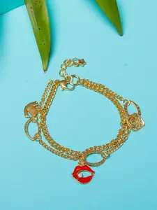 DIVA WALK EXCLUSIVE Women Gold-Plated & Red Brass Multistrand Bracelet