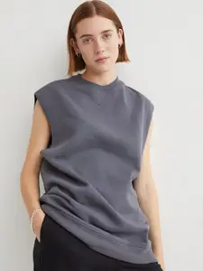 H&M Women Grey Sleeveless sweatshirt