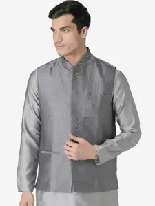 TABARD Men Blue Geometric Printed Nehru Jacket