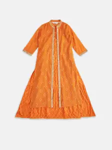 AKKRITI BY PANTALOONS Rust Ethnic Motifs A-Line Maxi Dress