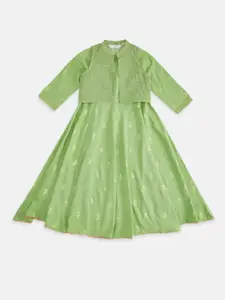 AKKRITI BY PANTALOONS Green Embellished Dress