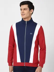Peter England Casuals Men Red Colourblocked Sweatshirt