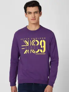 Peter England Casuals Men Purple Printed Sweatshirt