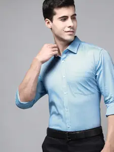 Park Avenue Men Blue Textured Slim Fit Formal Shirt